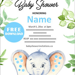 Free Printable Elephant Baby Shower Invitations Templates Invitation