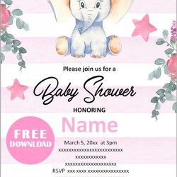 Very Good Free Printable Elephant Baby Shower Invitations Templates