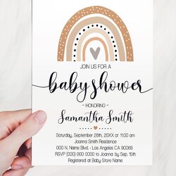 Out Of This World Neutral Rainbow Baby Shower Invitation Modern