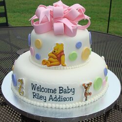 Very Good Winnie The Pooh Baby Shower Cake Ford Cakes Classic Boys Theme Bow Boy Showers Birthday Fondant