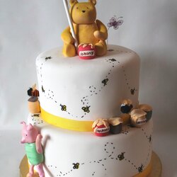 Classic Winnie The Pooh Baby Shower Cake Cakes Bear Yellow Friends Decor Birthday Boy Decorations Edible