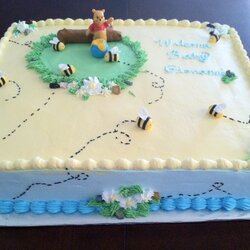 Perfect Winnie The Pooh Baby Shower Cake Sheet Cakes Birthday Classic Boy Choose Board
