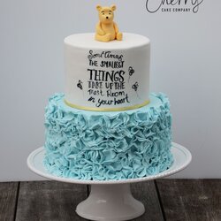 Cute Winnie The Pooh Baby Shower Cake With Ruffles Cakes Boys Girl Boy Disney Choose Board Themes