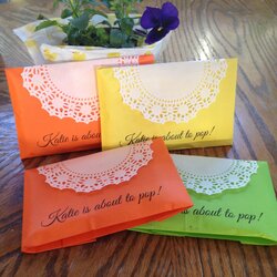 Matchless Baby Shower Favor Idea Microwave Popcorn Inside Colored Bags From Doilies