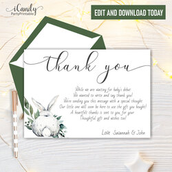 Baby Shower Thank You Cards Bunny