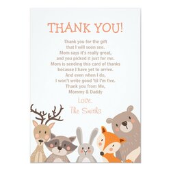 Out Of This World Baby Shower Thank You Card Woodland