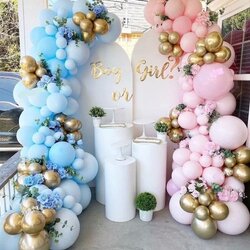 Capital Gender Reveal Balloon Garland Kit Pink Blue Gold Baby Shower