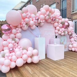 Out Of This World Baby Pink Matte Balloon Garland Arch Kit For Birthday