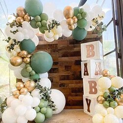 Exceptional Baby Shower Balloon Garland Kit With Sage Green Gold