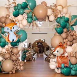 Sublime Woodland Baby Shower Balloon Garland Kit Green And Brown Wild Themed