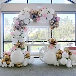 Very Good Pink Gold White Balloons Garland Arch Kit For Baby