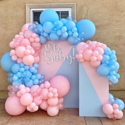 Gender Reveal Balloon Garland Kit Double Stuffed Pink And Blue