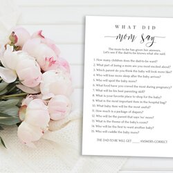 Preeminent What Did Mom Say Baby Shower Game Printout Questions For