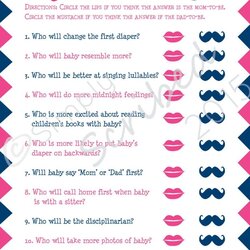 Matchless Printable Baby Shower Game Mom Or Trivia Navy Blue And Hot Pink