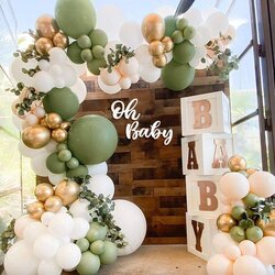 Legit Baby Shower Balloon Garland Kit With Sage Green And Gold