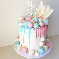 Eminent Best Baby Shower Drip Cake Ideas On Gender Reveal Party Blue Macaroons