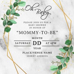 Cool Baby Shower Invite Template Greenery Geometric Wedding Invitation Templates
