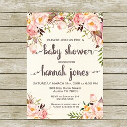 Superb Baby Shower Invitation Printable Invitations Girl Shabby Chic Invites Girls Floral Flowers Favors Zoom