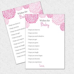 Magnificent Well Wishes Hope You Baby Shower Game Printable By Template Cards Girl Via Pink Request Something
