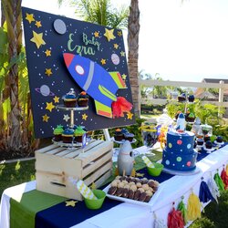 Splendid Customize Space Theme Baby Shower With Vibrant Colors Astronaut