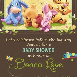 Spiffing Baby Winnie The Pooh Shower Invitations Disney Birthday Friends Bear Decorations Invitation Invites