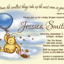 Out Of This World Printable Winnie The Pooh Baby Shower Invitation Personalized Blue