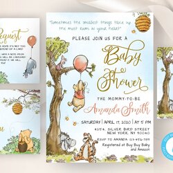 Matchless Classic Winnie The Pooh Baby Shower Invitation Editable