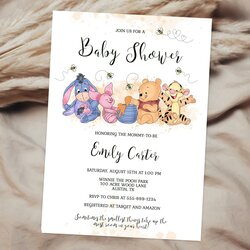 Editable Winnie The Pooh Baby Shower Invitation Template In