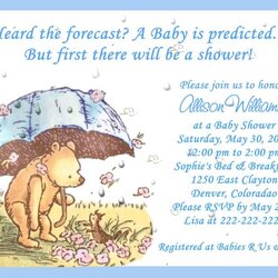 Outstanding Winnie The Pooh Baby Shower Invitation Template Classic Invitations Umbrella Wording Bear