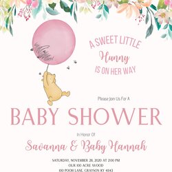 Sterling Winnie The Pooh Baby Shower Invitation Girl