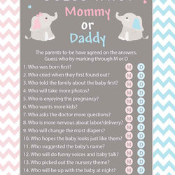 Exceptional Mommy Or Daddy Baby Shower Game Inches Set Of Gray Elephant Knows Honoring