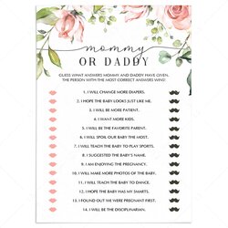 Wizard Floral Mommy Daddy Baby Shower Game Printable Instant Download