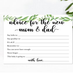Matchless Advice Cards For Mom And Baby Shower