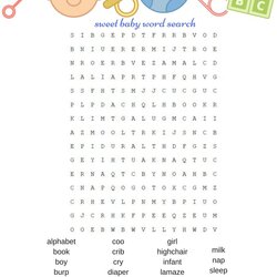 Superb Fun Baby Shower Word Search Game Thrifty Tips Food