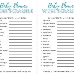 Excellent Party Favors Games Baby Word Scramble Instant Download Blue And Gold Shower
