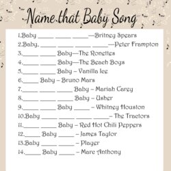 Spiffing Baby Shower Songs And Host Second Name That Song Floral