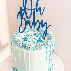 Wonderful Baby Shower Cupcakes For Boy Boys Blue Drip Cake Birch