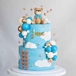 Baby Shower Cakes For Boy Home Design Ideas Bear Cake Blue Lace