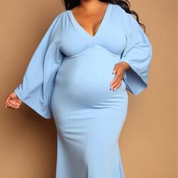 Luxury Maternity Wrap Gowns Plus Size Gold Gender Reveal Dress Chic