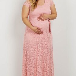 Magnificent Plus Size Lace Maternity Dress Attire Shower Baby Outfit