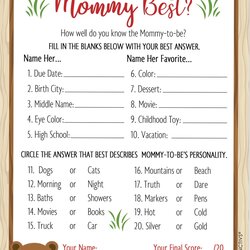 Spiffing Woodland Baby Shower Game Cards Who Knows Mommy Best Count Games Theme Sold Mom