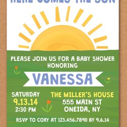 Great Here Comes The Son Baby Shower Invitation Boy Sun Birthday Beatles Printable Sprinkle Party