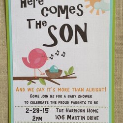 Sterling Here Comes The Son Baby Shower Invitation