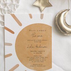 Swell Here Comes The Sun Baby Shower Invitation Gender Neutral