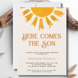 Here Comes The Son Boys Baby Shower Invitation