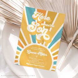 Editable Here Comes The Son Baby Shower Invitation Printable