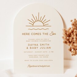 Peerless Here Comes The Son Baby Shower Invitation Boy