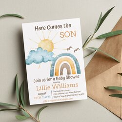 Worthy Here Comes The Son Baby Shower Invitation Sunshine