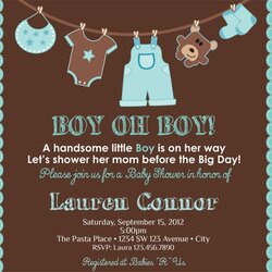 Fantastic Boy Baby Shower Invitation Clothesline