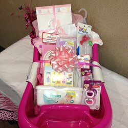 Admirable Baby Shower Gifts Baskets Gift Basket Girl Idea Specialty Attractive Great Tub Choose Board Buy